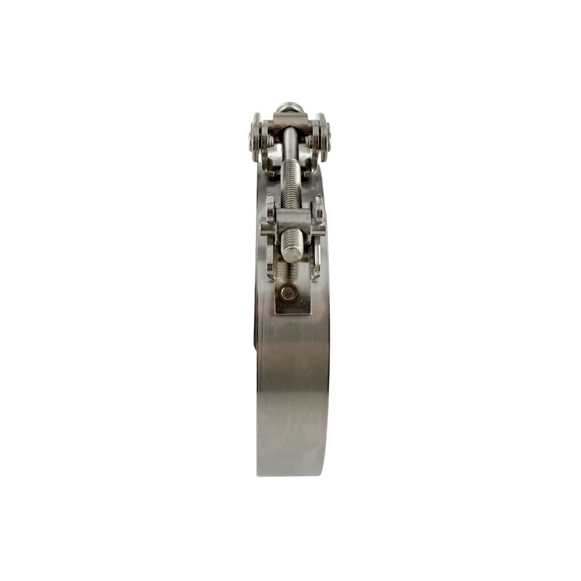 Schellen Schnellverschluss SVS mit Zylinderschraube, glänzendes Metall, seitliche Ansicht.