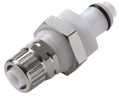 PLCD400M10 - CPC Stecker 10,0 mm AD / 8,0 mm ID Klemmringverschraubung, Plattenmontage, mit Absperrventil