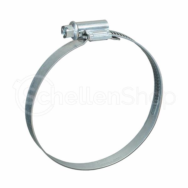 Metall-Schlauchschelle 9mm TORRO mit Schneckenantrieb für sichere Befestigung von Schläuchen und Rohren. Eine einzelne silberfarbene Metall-Schlauchschelle mit sichtbarem Schneckengetriebe und Schraubverschluss, in Ringform dargestellt.