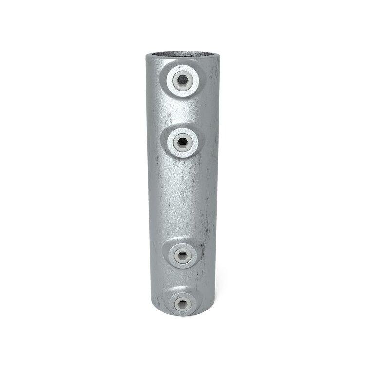 Rohrverbinder Verlängerungsstück lang außen Typ 8L, silberfarbenes Metall, mit vier sichtbaren Sechskantschrauben zur sicheren Rohrverbindung.