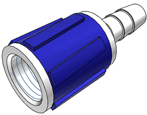 GM430M2 Monitor-Schraubanschluss mit blauem Gehäuse, drehbarem 5/16-UNF-Innengewinde und 3,2 mm Schlauchanschluss.
