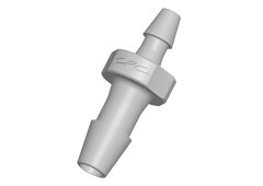 Gerader Reduzierstutzen HSR32 aus naturfarbenem Polypropylen, passend für Schläuche von 2,4 mm (3/32 Zoll) auf 1,6 mm (1/16 Zoll).