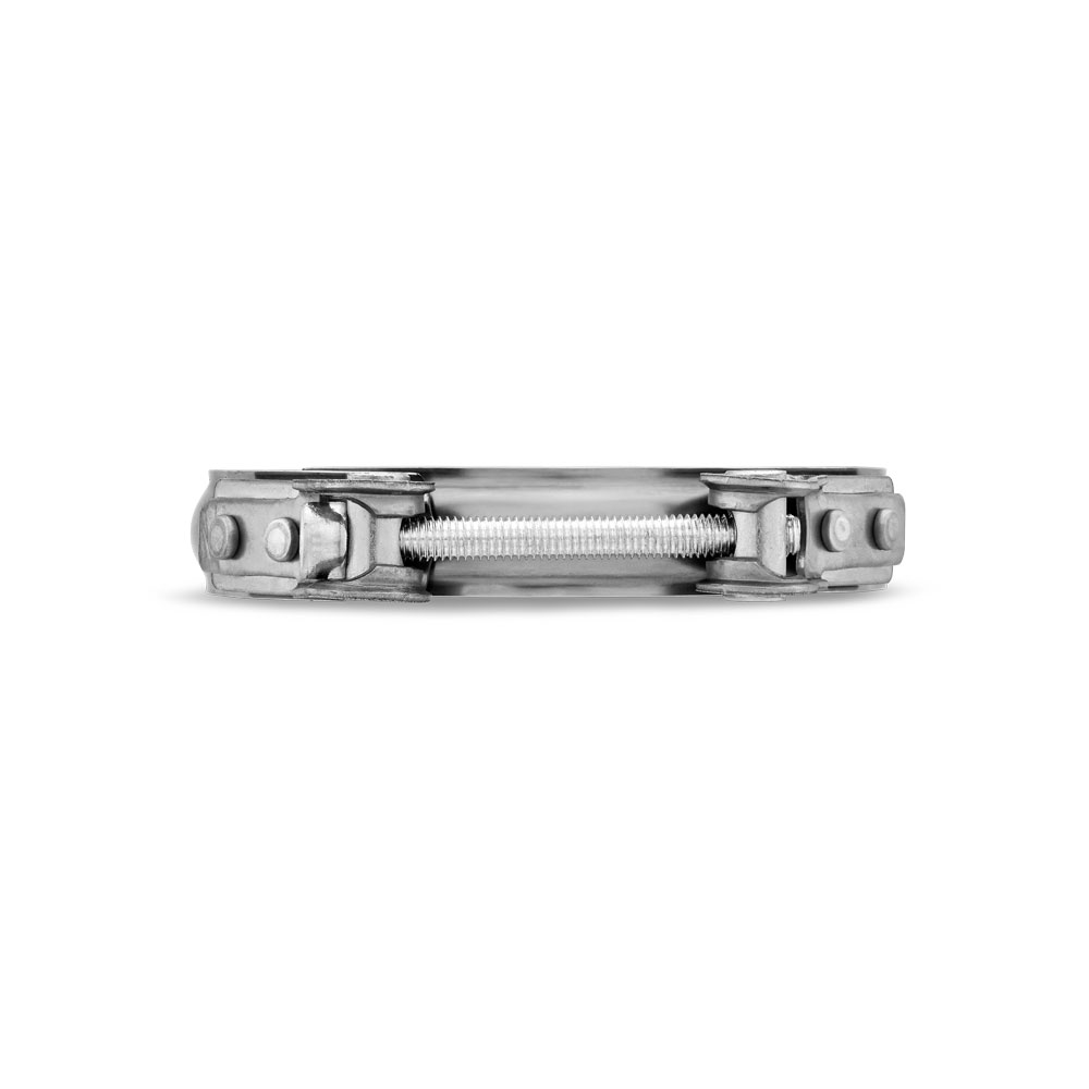 Robuste NORMA CC Schelle aus Metall mit sichtbarer Gewindeschraube zur sicheren Befestigung von Schläuchen. Metallene Schlauchschelle mit Schraubverschluss, seitliche Ansicht.