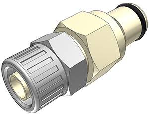 PLC2000612 - CPC Stecker 9,5 mm AD / 6,4 mm ID Klemmringverschraubung, ohne Absperrventil, EPDM-Dichtung