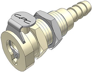 PMCD160412 - Kupplung 6,4 mm Schlauchanschluss, Plattenmontage, mit Absperrventil, EPDM-Dichtung