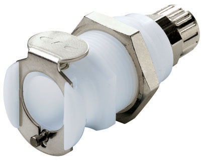 PLCD12004 - CPC Kupplung mit 6,4 mm AD / 4,3 mm ID Klemmringverschraubung, Plattenmontage, mit Absperrventil