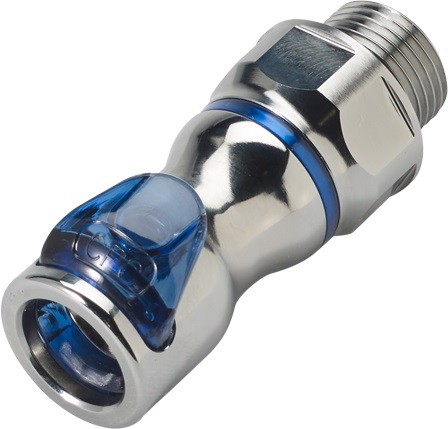 LQ4D31006BLU - Kupplung 3/8" G Außengewinde, mit Absperrventil, EPDM-Dichtung, Blau