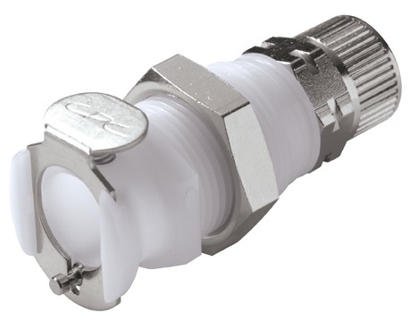 PLCD120M8 - CPC Kupplung 8,0 mm AD / 6,0 mm ID Klemmringverschraubung, Plattenmontage, mit Absperrventil