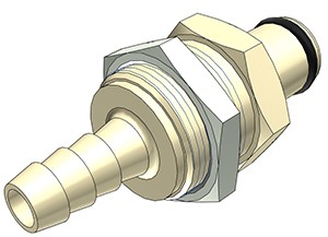 PLC4200412 - Stecker 6,4 mm Schlauchanschluss, Plattenmontage, ohne Absperrventil, EPDM-Dichtung