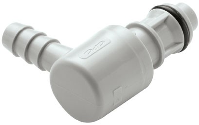EFCD23412 - Winkelstecker für Schnellverschlusskupplung mit 6,4 mm Schlauchanschluss, mit Absperrventil, EPDM-Dichtung 