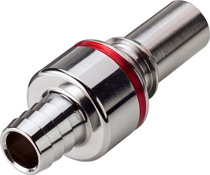 LQ6D22008RED - LQ6 Schlauchtülle mit 12,7 mm Schlauchanschluss, mit Absperrventil, EPDM-Dichtung, Rot