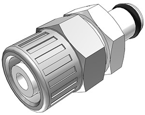 PMC2006 - Stecker 9,5 mm AD / 6,4 mm ID Klemmringverschraubung, ohne Absperrventil, Buna-N Dichtung