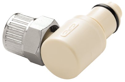 PLCD2100612 - Stecker 9,5 mm AD / 6,4 mm ID Klemmringverschraubung, mit Absperrventil, EPDM-Dichtung