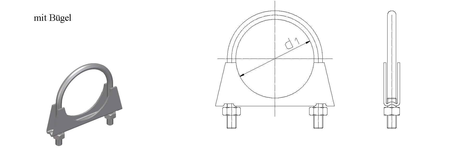 Jeepshop24 - Auspuff-Bügelschelle Edelstahl, M8 Ø 2,75 = Ø 69-70