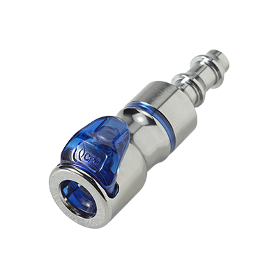 LQ2D1704LBLU - Schnellverschlusskupplung für Flüssigkühlung mit 6,4 mm Schlauchanschluss, mit Absperrventil, EPDM-Dichtung, Blau