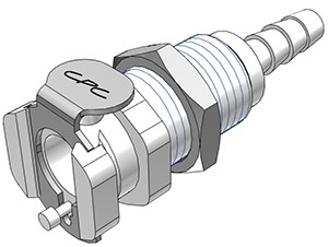 PMCD1603 - Kupplung 4,8 mm Schlauchanschluss, Plattenmontage, mit Absperrventil, Buna-N Dichtung