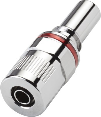 LQ4D20006RED - Stecker 6,4 mm ID / 9,5 mm AD Klemmringverschraubung, mit Absperrventil, EPDM-Dichtung, Rot