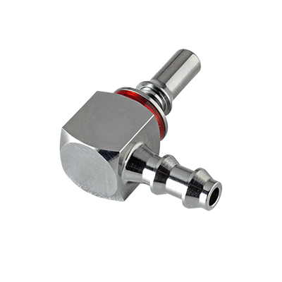 LQ2D2304LRED - Winkelstecker 6,4 mm Schlauchanschluss, mit Absperrventil, EPDM, Rot
