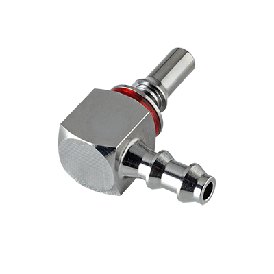 LQ2D2304LRED - CPC LQ2 Winkelstecker für Flüssigkühlung mit einem 6,4 mm Schlauchanschluss, mit Absperrventil, EPDM, Rot