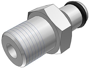 MC2402BSPT - Metall CPC Stecker 1/8" BSPT Außengewinde, ohne Absperrventil, Buna-N Dichtung - CAD