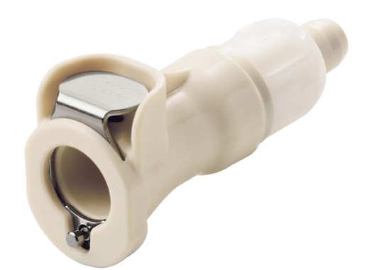 PLCD17040612 - Kupplung 9,5 mm AD / 6,4 mm ID Softtube-Fitting, mit Absperrventil, EPDM-Dichtung