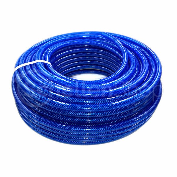 PVC-Schlauch mit Gewebeeinlage | blau transparent | 50m Rolle