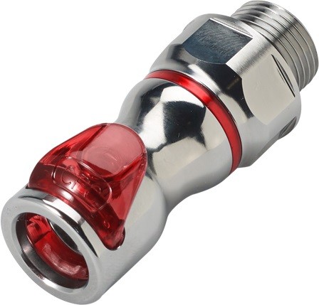 LQ4D31006RED - Kupplung 3/8" G Außengewinde, mit Absperrventil, EPDM-Dichtung, Rot