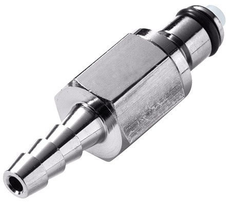 MCD2203 - Stecker 4,8 mm Schlauchanschluss, mit Absperrventil, Buna-N Dichtung