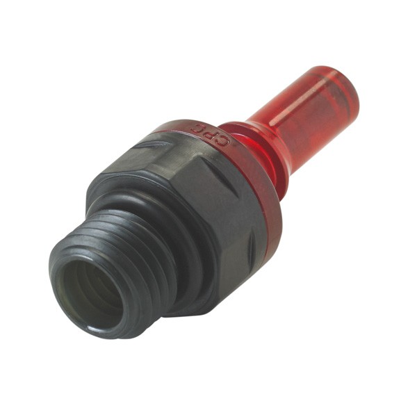 PLQ2D4604RED - PLQ2 CPC-Stecker mit 1/4" SAE-Gewinde, Absperrventil, Rot