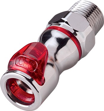 LQ4D10006RED - Schnellverschlusskupplung 3/8" NPT Außengewinde, mit Absperrventil, EPDM-Dichtung, Rot