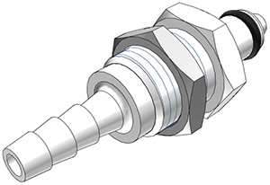 PMCD4203 - CPC Stecker 4,8 mm Schlauchanschluss, Plattenmontage, mit Absperrventil, Buna-N Dichtung