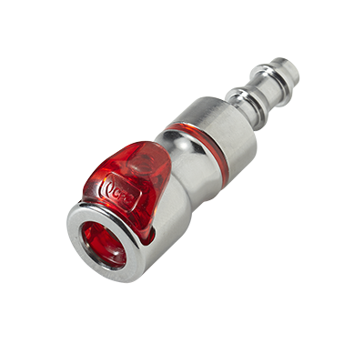 LQ2D1704LRED - Schnellverschlusskupplung für Flüssigkühlung mit 6,4 mm Schlauchanschluss in rot, EPDM-Dichtung, Rot