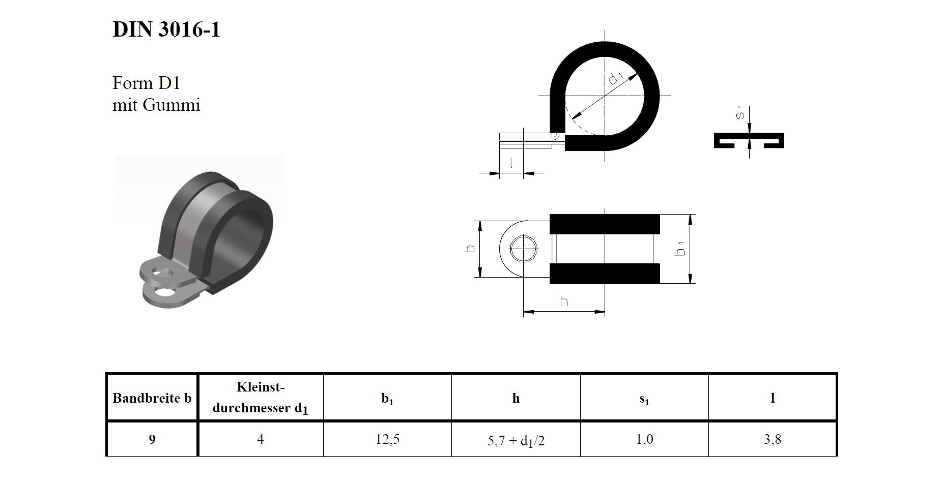 Rohrschelle RSGU Form D1 nach DIN 3016-1 Datenblatt