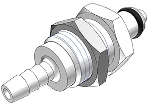 PMCD4202 - CPC Kupplung Stecker 3,2 mm Schlauchanschluss, Plattenmontage, mit Absperrventil, Buna-N Dichtung