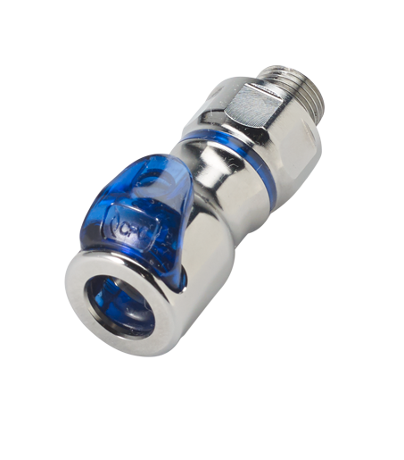 LQ2D3102BLU - LQ2 Kupplung für Flüssigkühlung mit 1/8" G Außengewinde, mit Absperrventil, EPDM-Dichtung, Blau