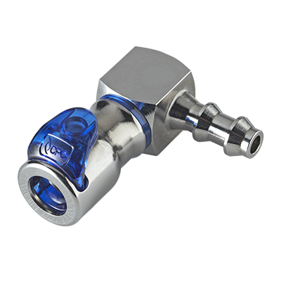 LQ2D3304LBLU - Winkel-Kupplung 6,4 mm Schlauchanschluss, mit Absperrventil, EPDM-Dichtung, Blau