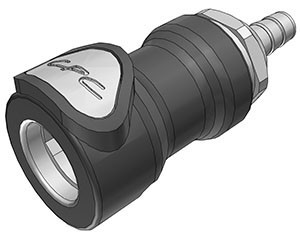 NS4D17004 - Kupplung 6,4 mm Schlauchanschluss, mit Absperrventil, EPDM-Dichtung