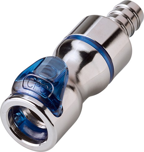 LQ4D17006BLU - Schnellverschlusskupplung mit 9,5 mm Schlauchanschluss, mit Absperrventil, EPDM-Dichtung, Blau