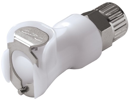 PLCD13006 - CPC Kupplung 9,5mm AD / 6,4 mm ID Klemmringverschraubung, mit Absperrventil, Buna-N Dichtung