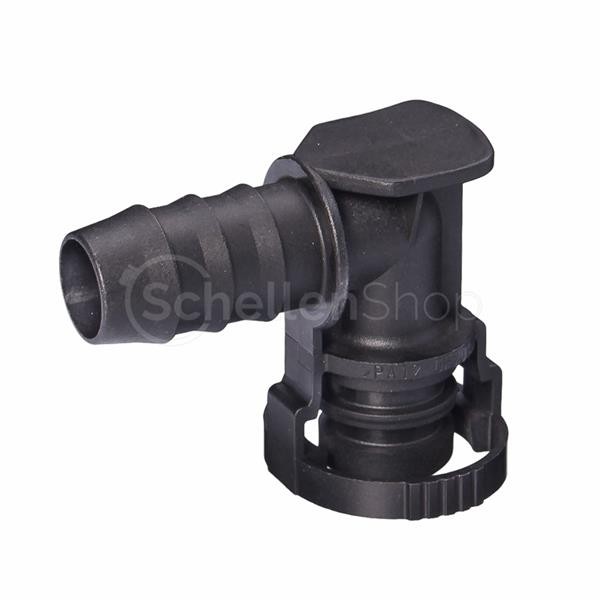 Steckverbindung mit 12 mm Schlauchanschluss im 90° Winkel