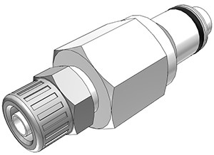 PLCD20004 - CPC Stecker 6,4 mm AD / 4,3 mm ID Klemmringverschraubung, mit Absperrventil, Buna-N Dichtung
